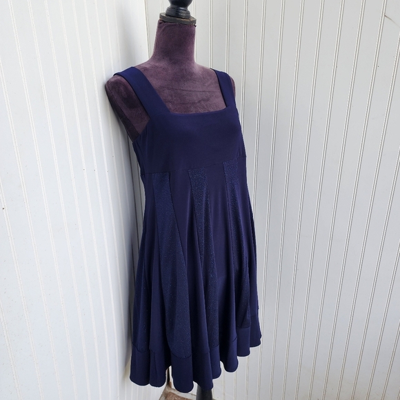 R&M Richards Navy Blue Spark Stretch Knee Length Sleeveless Dress Sz 8P - Picture 8 of 13